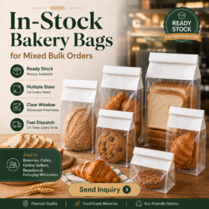 In-Stock Bakery Bags with Window for Mixed Bulk Orders| Kraft Paper Bread Bags with Clear Window for Bakery Packaging | RH Packing