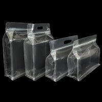 reclosable glossy transparent flat bottom pouch 2